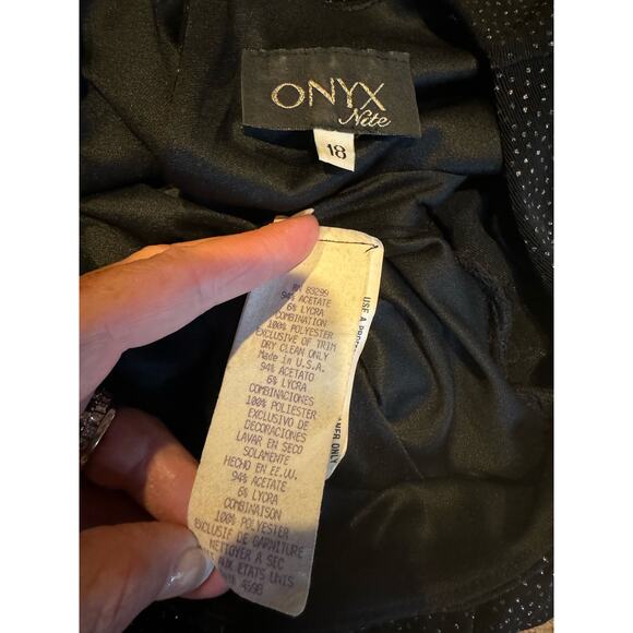 Formal Onyx Nite black pop over shimmering formal drop waist dress size 18 - Picture 13 of 13